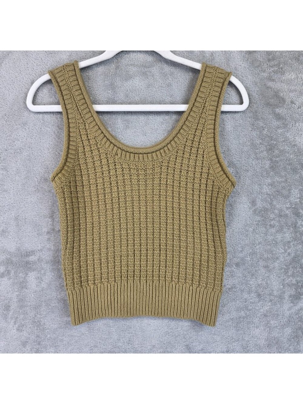 Madewell Sweater Vest Womens S Brown Ribbed Chunky Knit Scoop Neck Tank Top